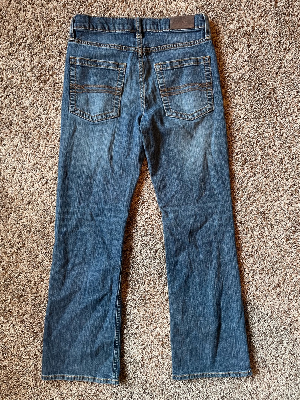 Cody James Wolfstooth Medium Wash Relaxed Bootcut Stretch Denim Jeans Boys 18